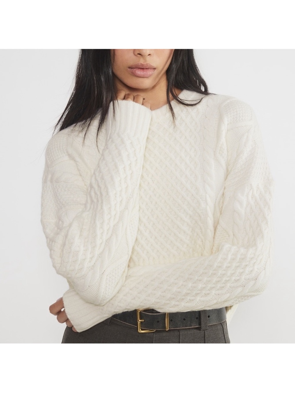 Aritzia Sundays Best Peggy Cropped Sweater Cream